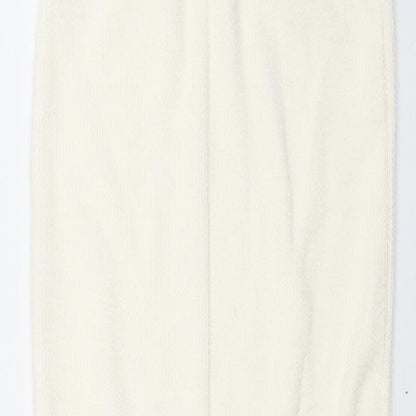 Missguided Womens Ivory Polyester Straight & Pencil Skirt Size 10 - Front Slit