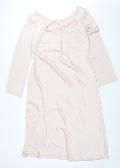 H&M Womens Pink Polyester Shift Size L Boat Neck Pullover