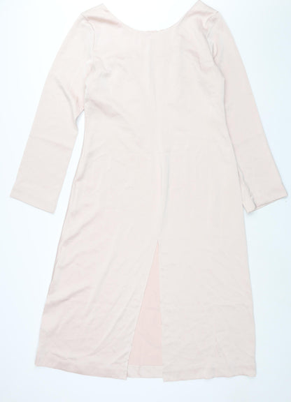 H&M Womens Pink Polyester Shift Size L Boat Neck Pullover