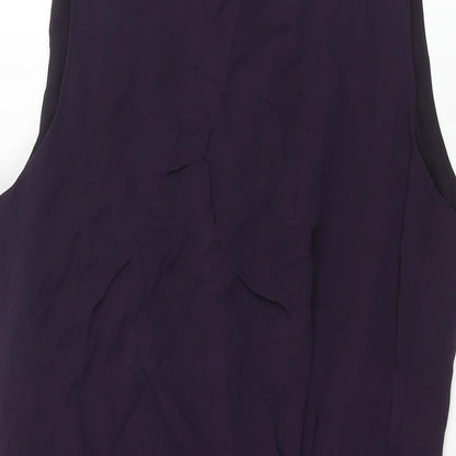 Liz Claiborne Womens Purple Silk Shift Size 10 Round Neck Zip