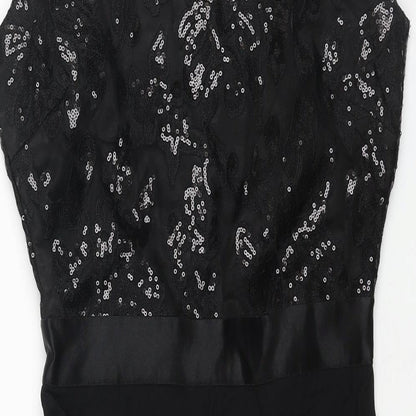GODDIVA Womens Black Polyester Pencil Dress Size 8 Boat Neck Zip - Sequin Bodice