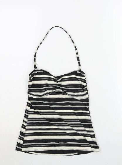 Marks and Spencer Womens Black Striped Polyamide Top Size 10 - Padded