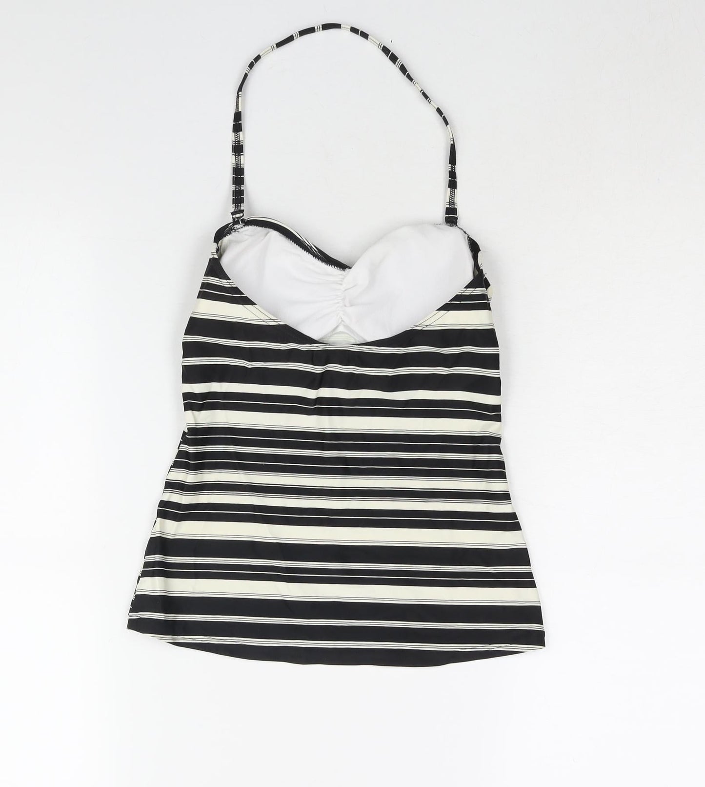 Marks and Spencer Womens Black Striped Polyamide Top Size 10 - Padded