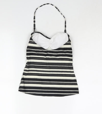 Marks and Spencer Womens Black Striped Polyamide Top Size 10 - Padded