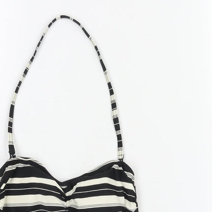 Marks and Spencer Womens Black Striped Polyamide Top Size 10 - Padded