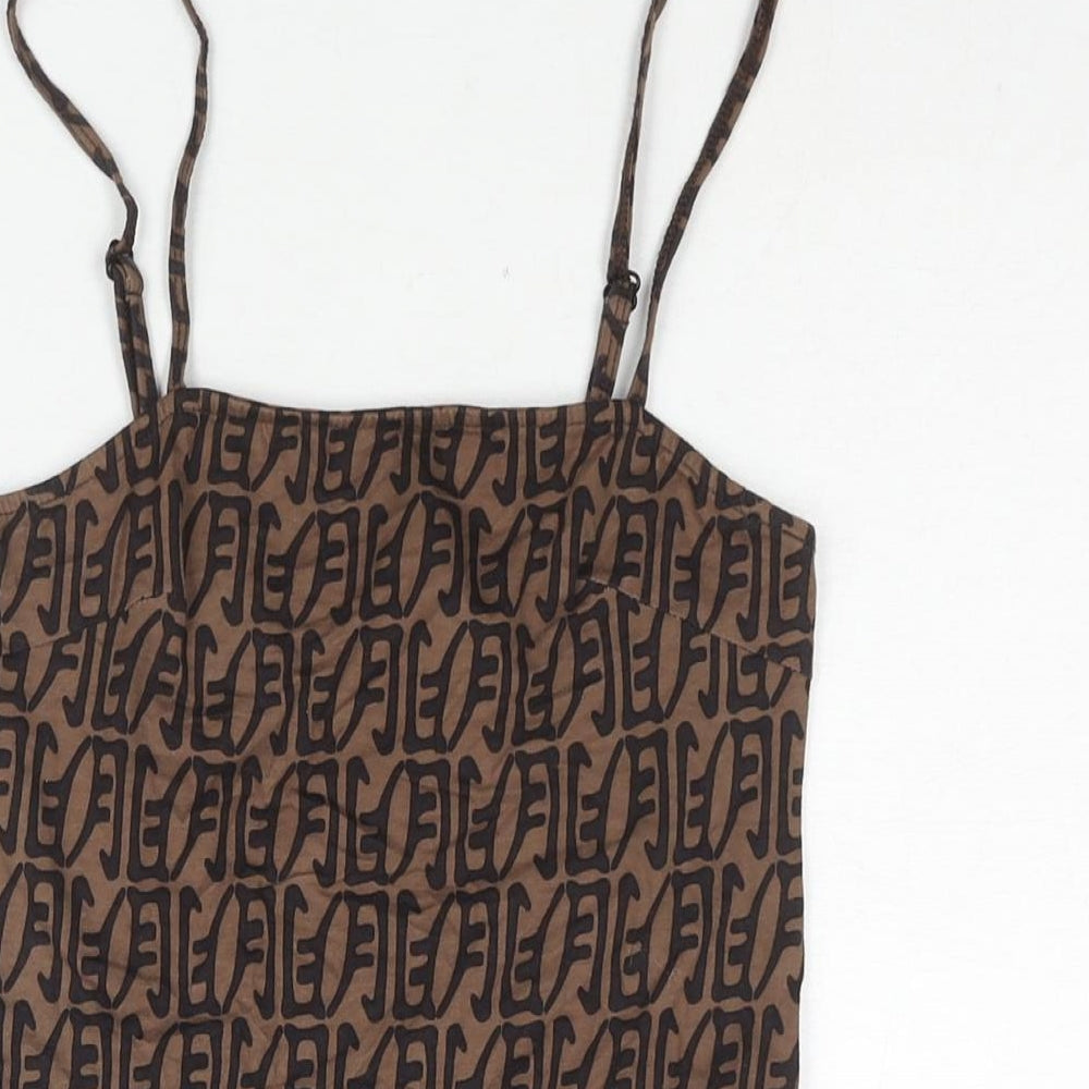 Motel Womens Brown Polyester Mini Size XS Square Neck Pullover