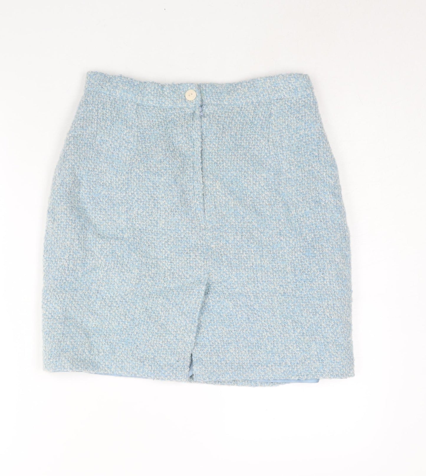 Etam Womens Blue Wool Straight & Pencil Skirt Size 14 Zip