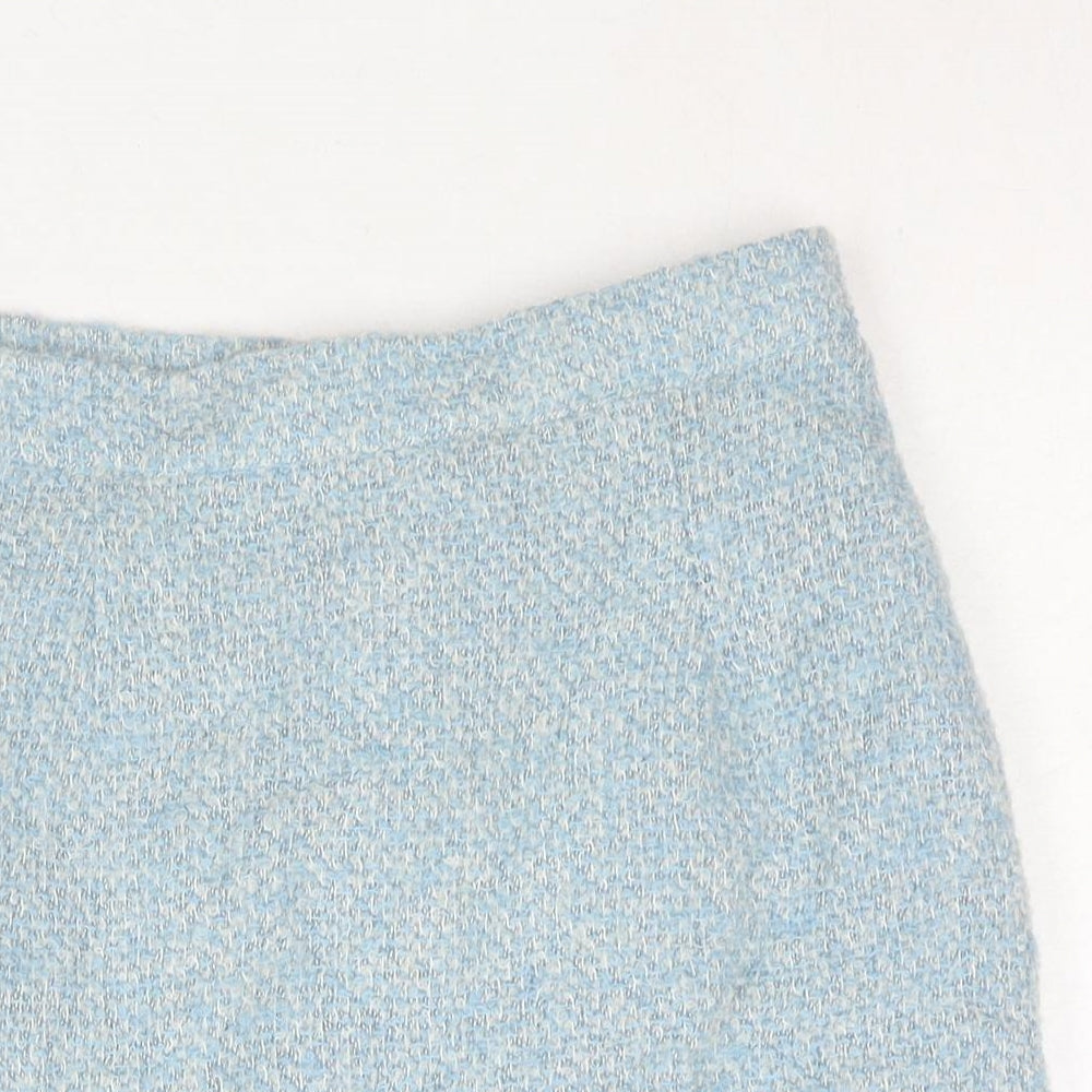Etam Womens Blue Wool Straight & Pencil Skirt Size 14 Zip