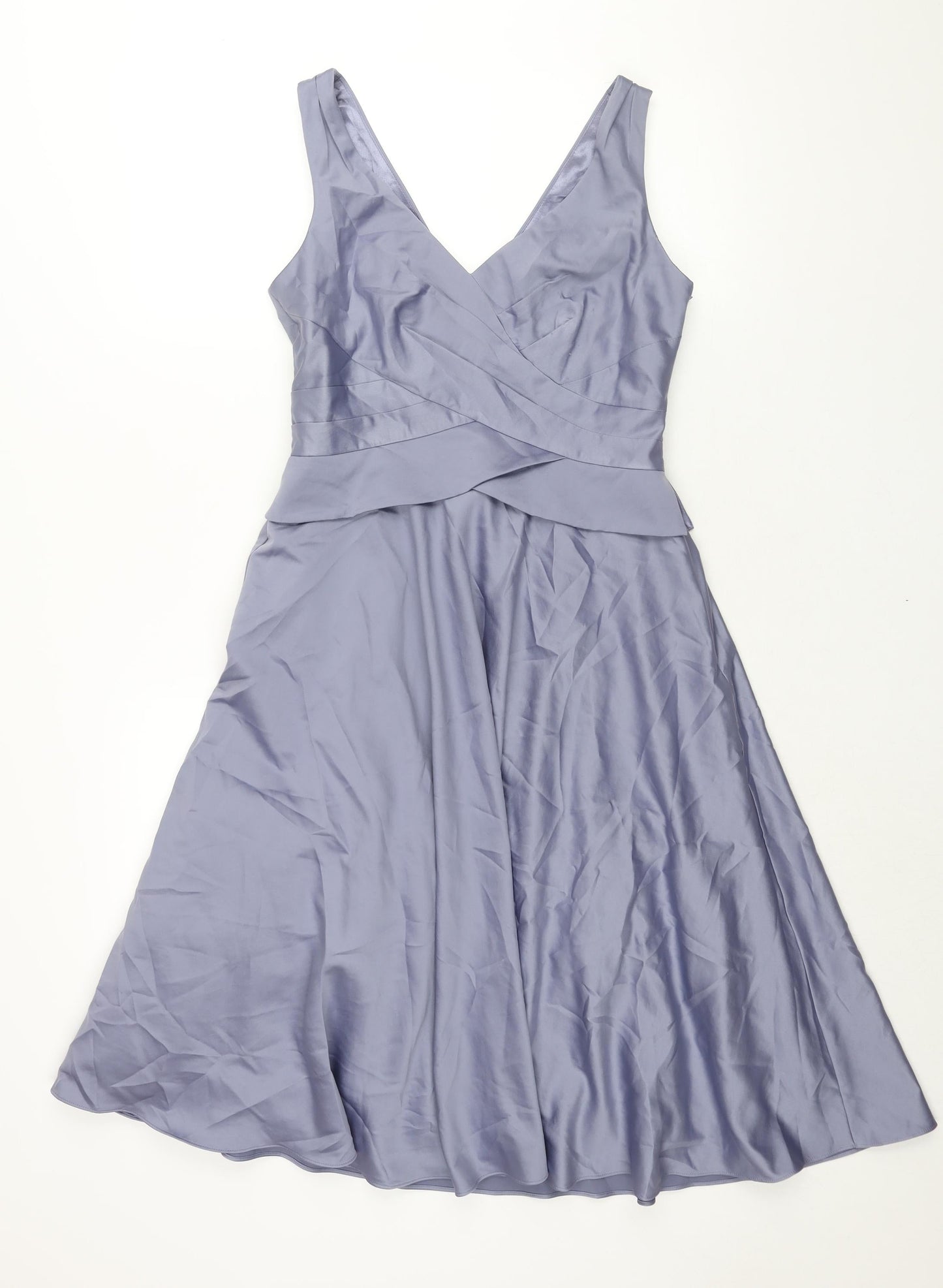 Monsoon Womens Purple Polyester Fit & Flare Size 10 V-Neck Zip - Button Detail