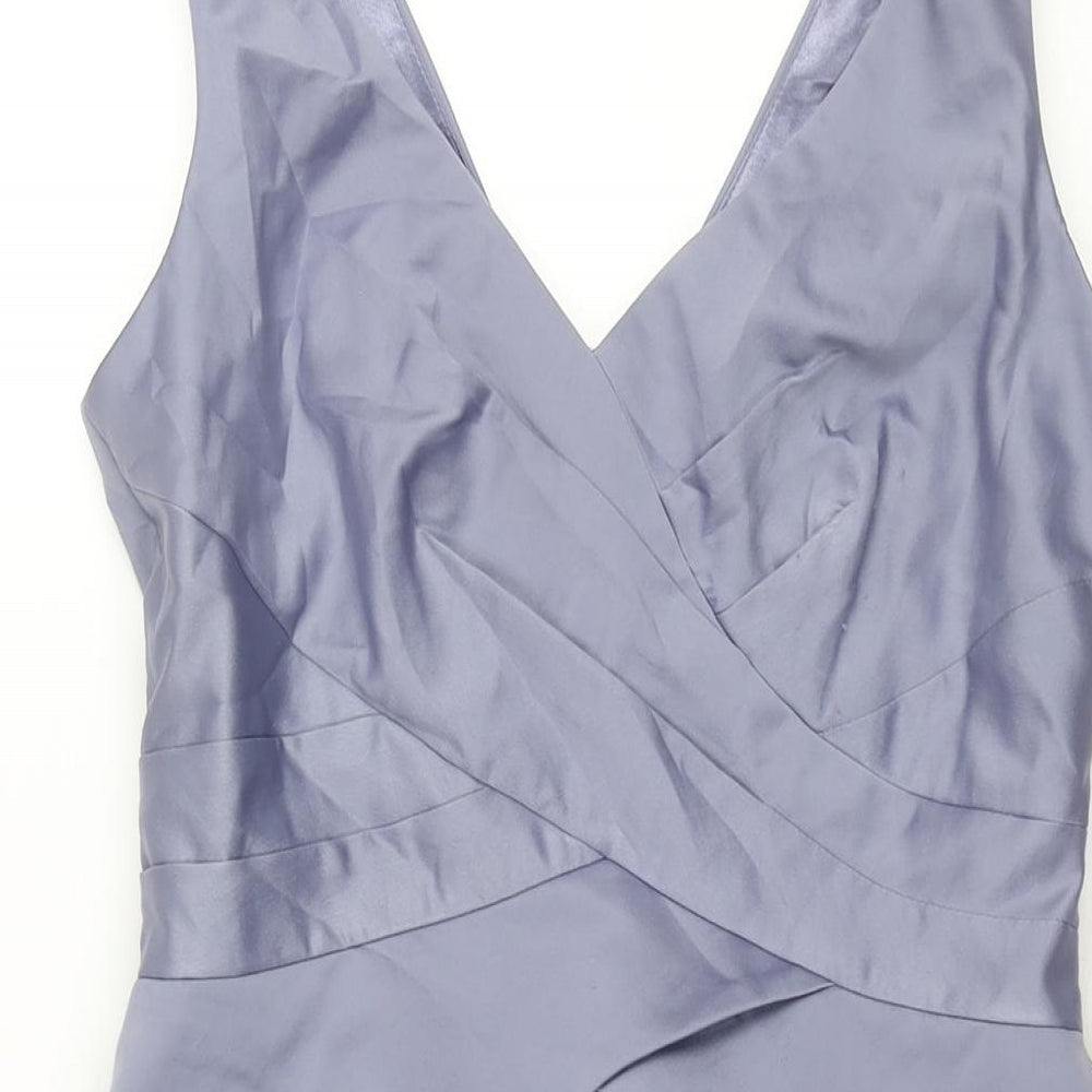 Monsoon Womens Purple Polyester Fit & Flare Size 10 V-Neck Zip - Button Detail