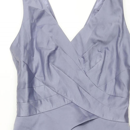 Monsoon Womens Purple Polyester Fit & Flare Size 10 V-Neck Zip - Button Detail