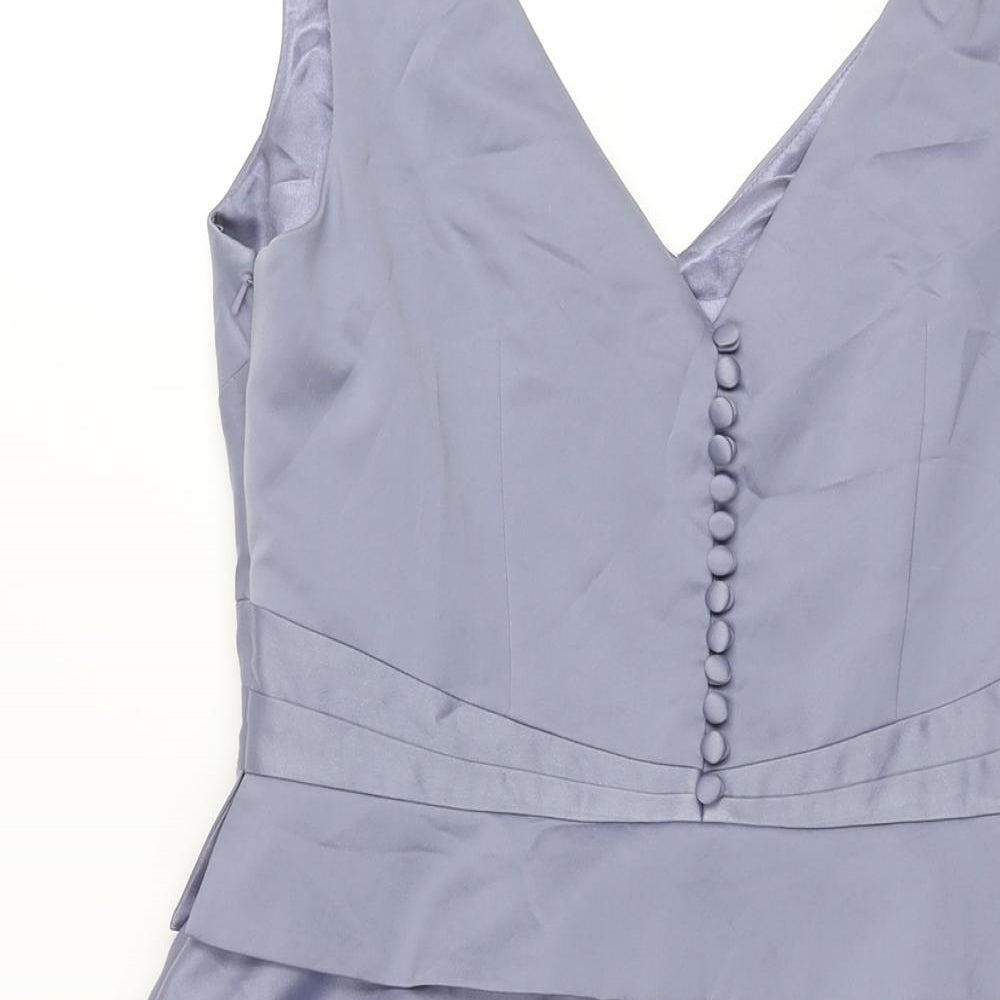 Monsoon Womens Purple Polyester Fit & Flare Size 10 V-Neck Zip - Button Detail