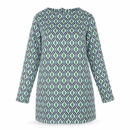 Zara Womens Green Geometric Polyamide Mini Size L Round Neck Pullover