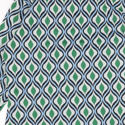 Zara Womens Green Geometric Polyamide Mini Size L Round Neck Pullover