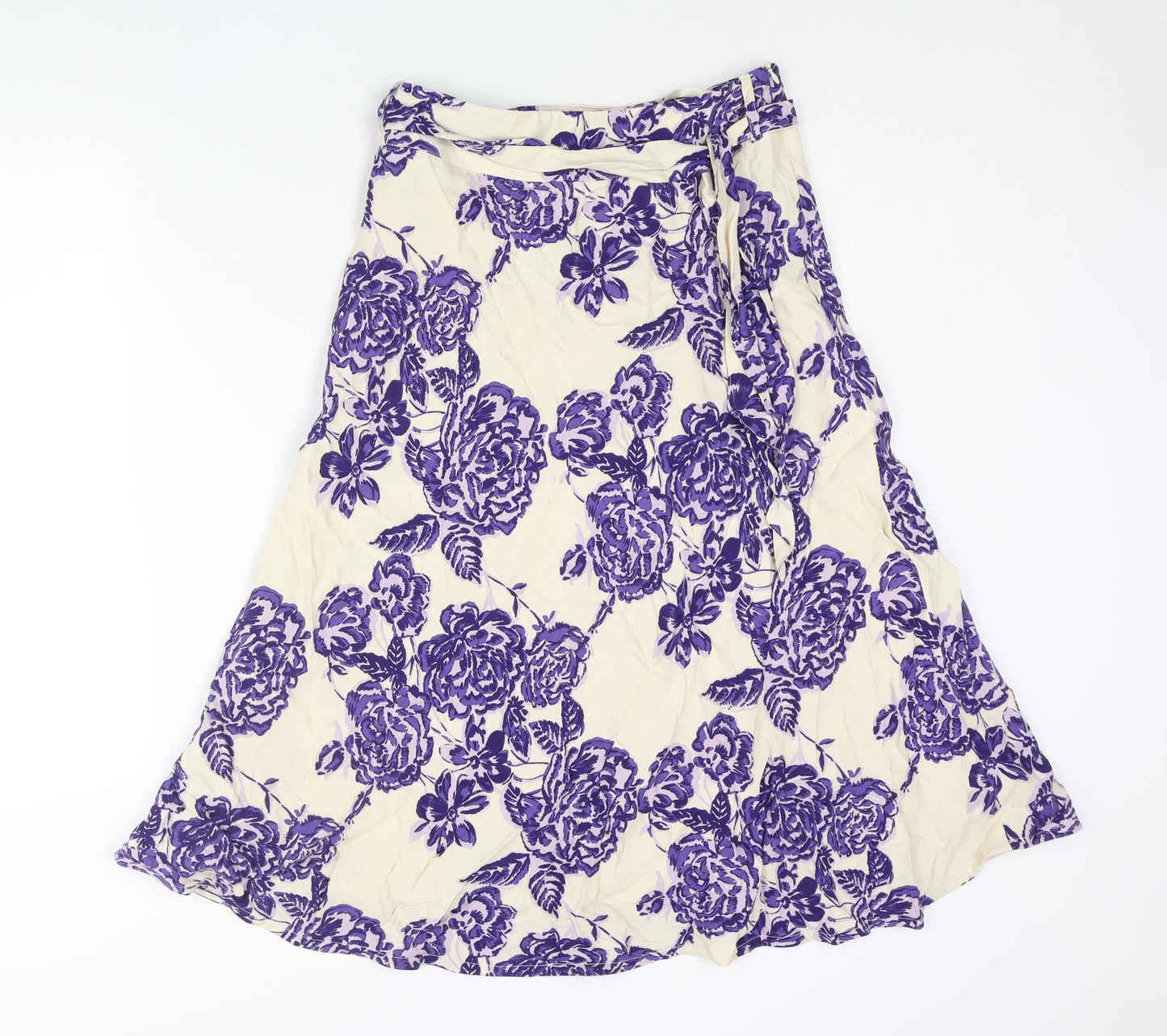 Alex & Co. Womens Purple Floral Viscose A-Line Skirt Size 10 Zip - Belted