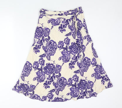 Alex & Co. Womens Purple Floral Viscose A-Line Skirt Size 10 Zip - Belted