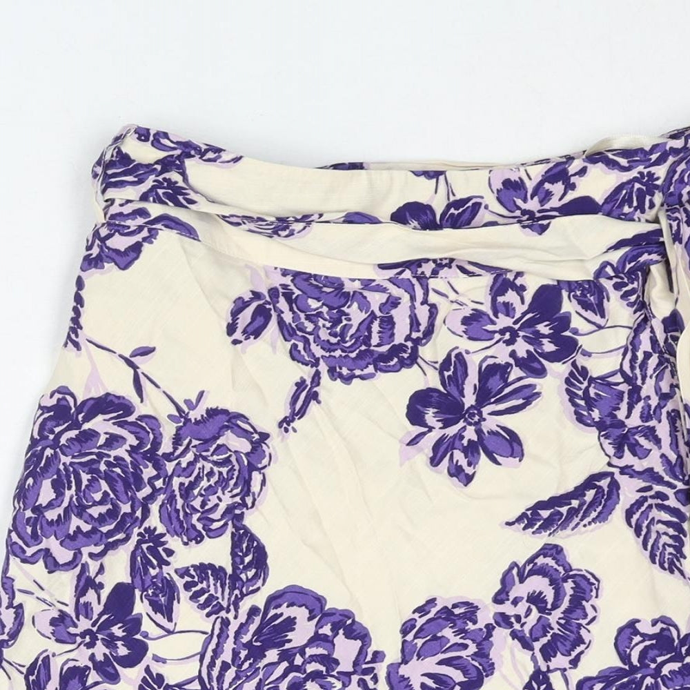 Alex & Co. Womens Purple Floral Viscose A-Line Skirt Size 10 Zip - Belted