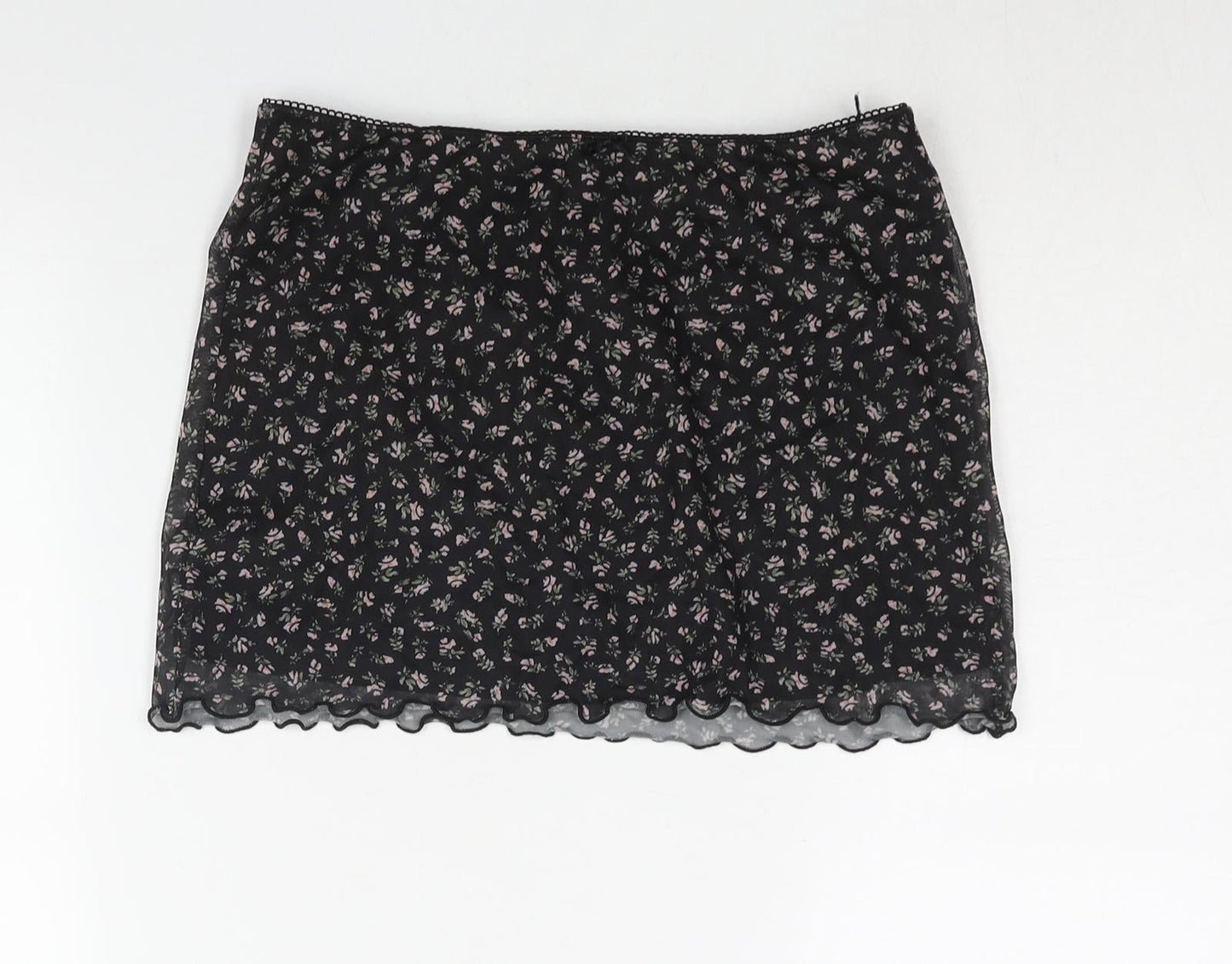 Divided by H&M Womens Black Floral Polyester Mini Skirt Size S