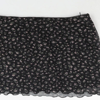 Divided by H&M Womens Black Floral Polyester Mini Skirt Size S