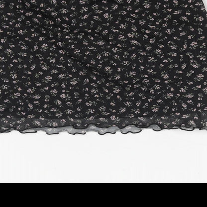 Divided by H&M Womens Black Floral Polyester Mini Skirt Size S