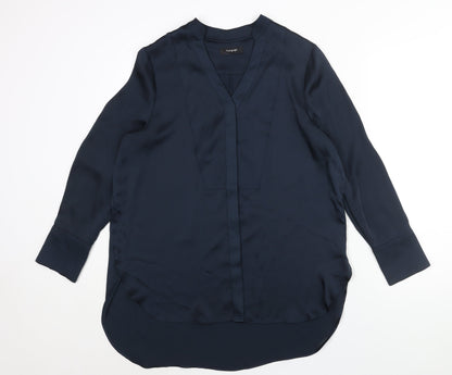 Autograph Womens Blue Polyester Tunic Button-Up Size 12 V-Neck