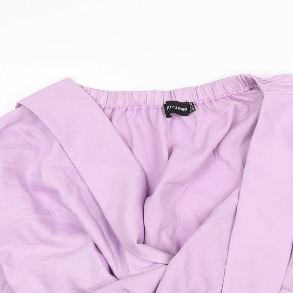 Womens UK Size 10 PRETTYLITTLETHING Purple Cropped Blouse