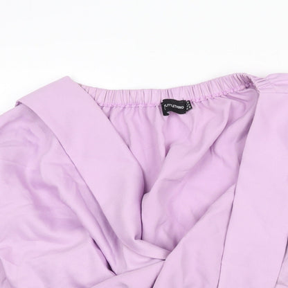 Womens UK Size 10 PRETTYLITTLETHING Purple Cropped Blouse