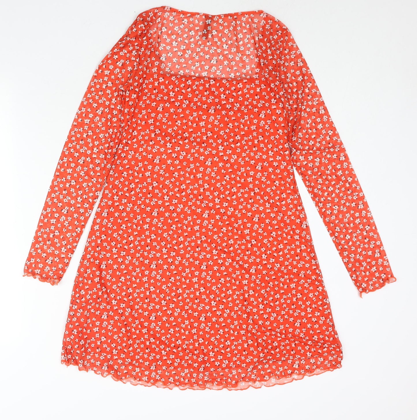 Divided by H&M Womens Red Floral Polyester Shift Size M Scoop Neck Pullover - Rouched