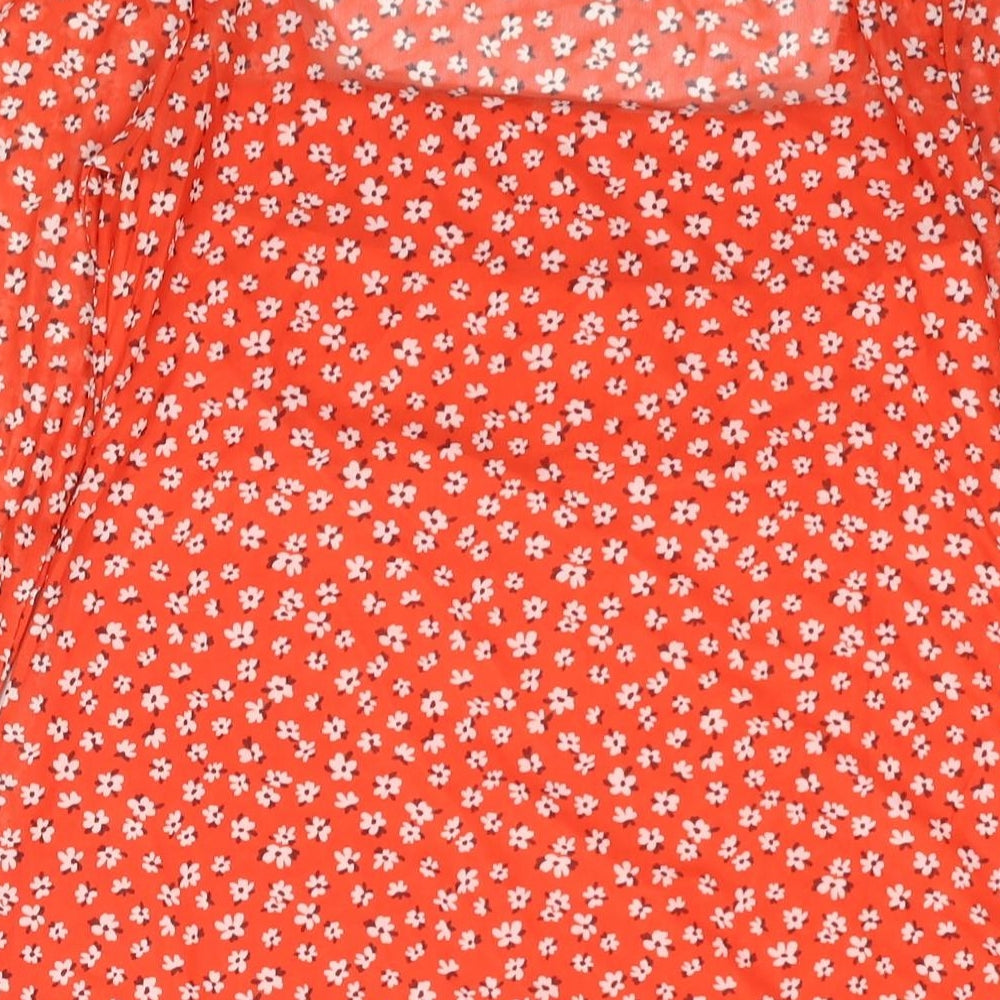 Divided by H&M Womens Red Floral Polyester Shift Size M Scoop Neck Pullover - Rouched