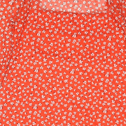 Divided by H&M Womens Red Floral Polyester Shift Size M Scoop Neck Pullover - Rouched