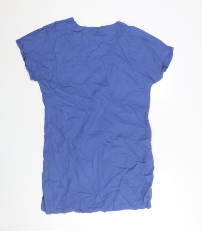 Esprit Womens Blue Linen Shift Size XL V-Neck Button