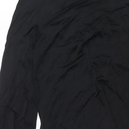Julien Macdonald Womens Black Polyester Mini Size 12 Scoop Neck Pullover - Rouched Tassle Beading Detail