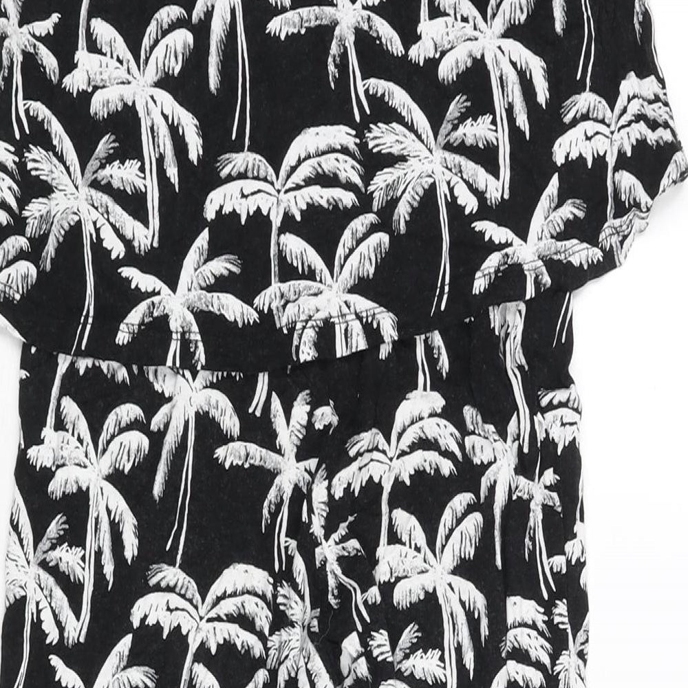 H&M Girls Black Geometric Viscose Jumpsuit One-Piece Size 10-11 Years L19 in Pullover - Palm Tree Print