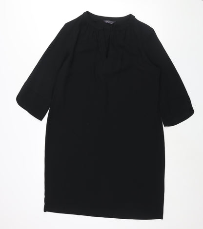 Marks and Spencer Womens Black Polyester Sheath Size 14 V-Neck Pullover