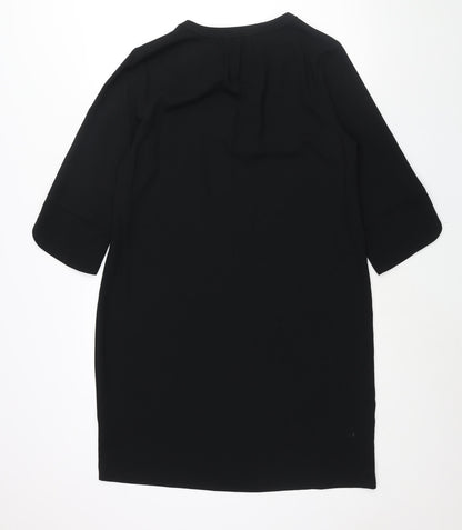 Marks and Spencer Womens Black Polyester Sheath Size 14 V-Neck Pullover