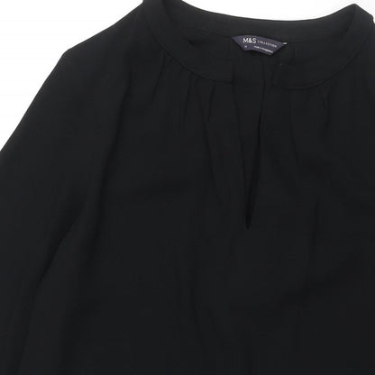 Marks and Spencer Womens Black Polyester Sheath Size 14 V-Neck Pullover