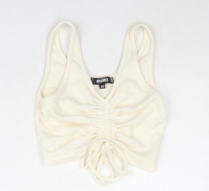 Womens UK Size 10 Missguided Ivory Cropped Blouse