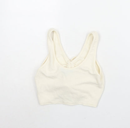 Womens UK Size 10 Missguided Ivory Cropped Blouse