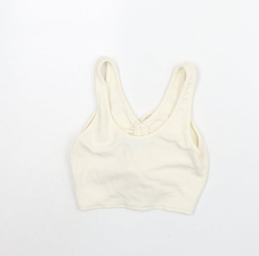 Womens UK Size 10 Missguided Ivory Cropped Blouse