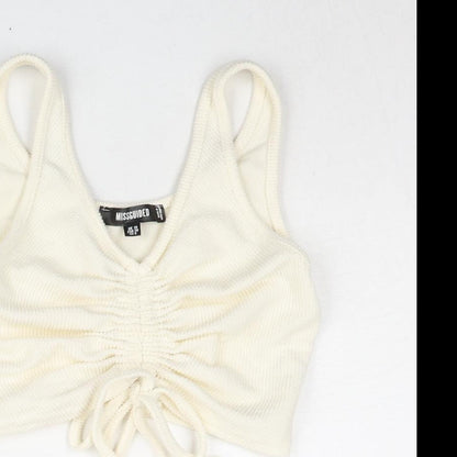 Womens UK Size 10 Missguided Ivory Cropped Blouse