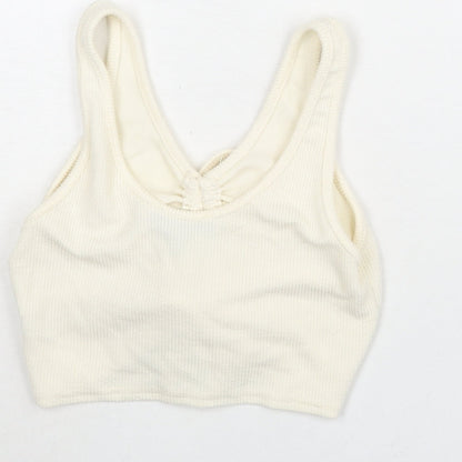 Womens UK Size 10 Missguided Ivory Cropped Blouse