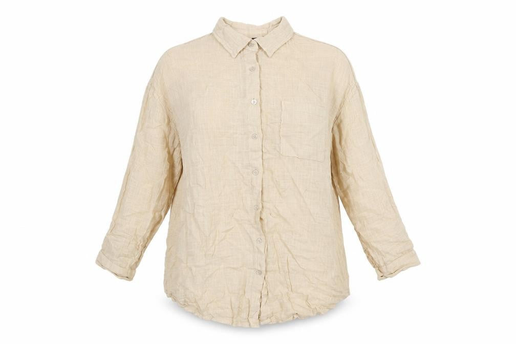 Boohoo Womens Beige Cotton Basic Button-Up Size M Collared
