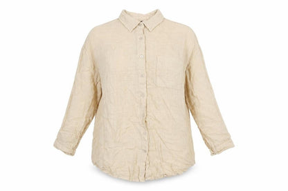 Boohoo Womens Beige Cotton Basic Button-Up Size M Collared