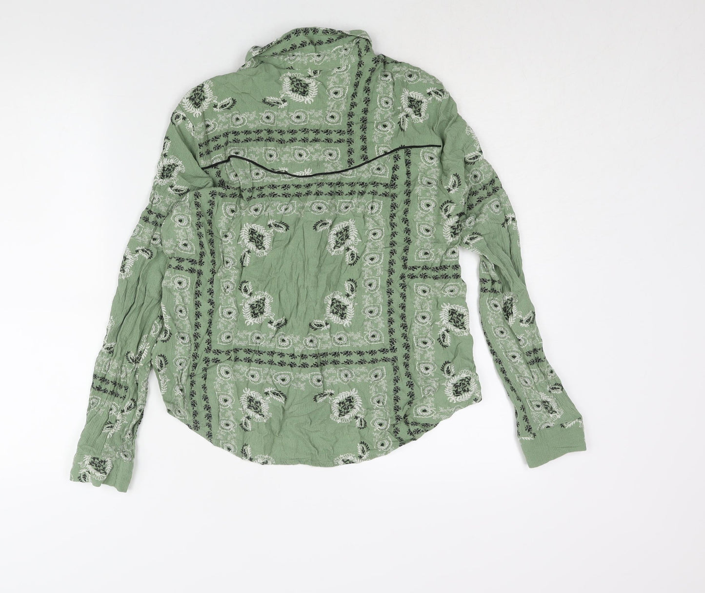 Womens UK Size L Stradivarius Green Basic Button-Up