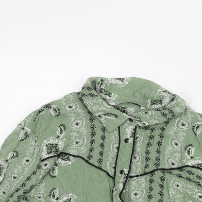 Womens UK Size L Stradivarius Green Basic Button-Up