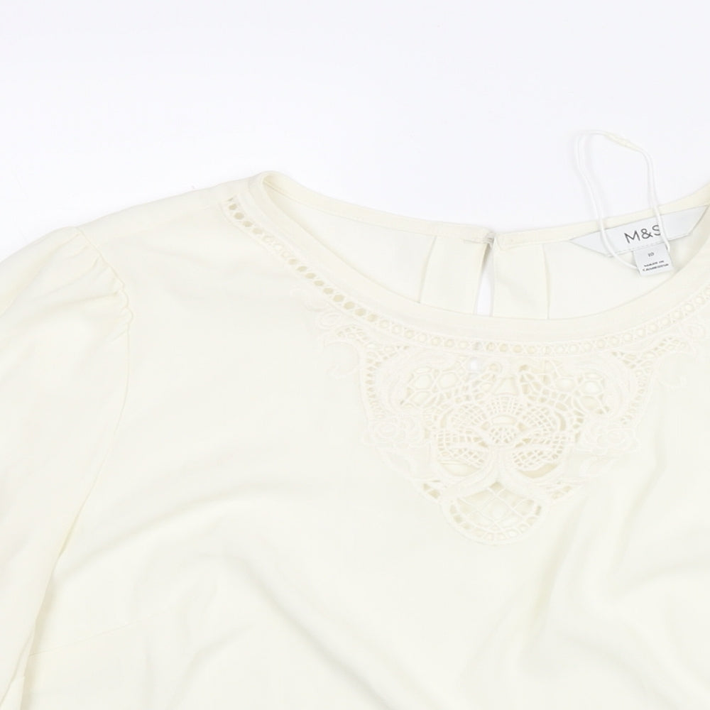 Womens UK Size 10 Marks and Spencer Ivory Basic Blouse