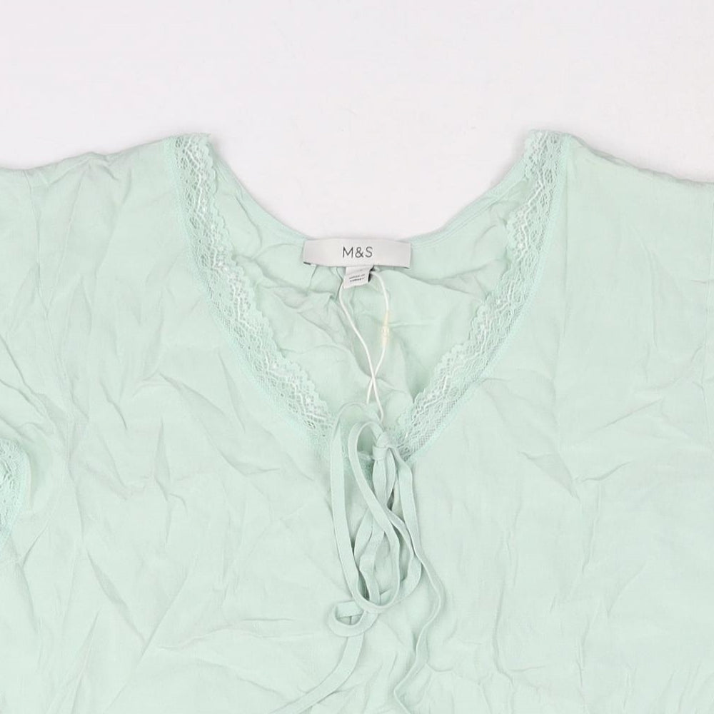 Womens UK Size 10 Marks and Spencer Green Basic Blouse