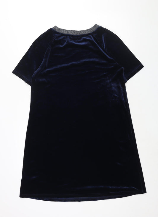 NEXT Womens Blue Polyester Shift Size 10 Crew Neck Pullover