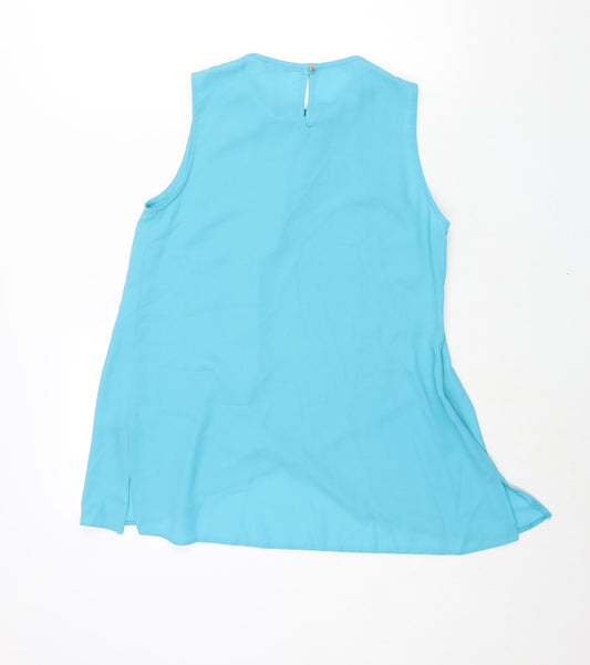 M&Co Womens Blue Polyester Camisole Blouse Size 10 Round Neck - Beaded Neckline