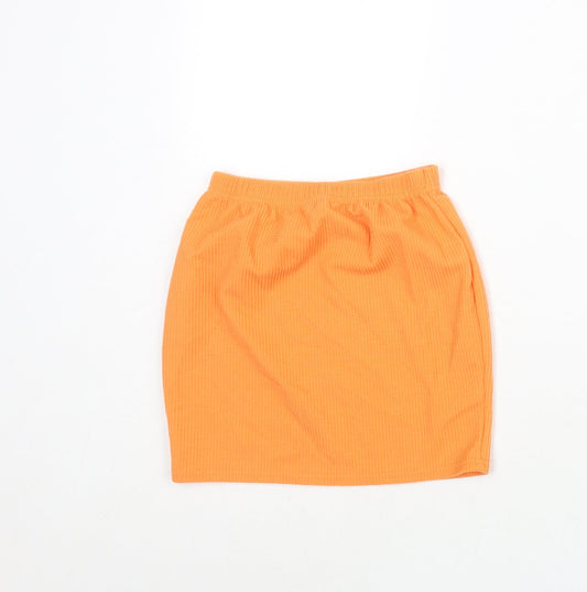 PRETTYLITTLETHING Womens Orange Polyester Mini Skirt Size 6
